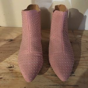 Topshop Rose gold suede studded booties